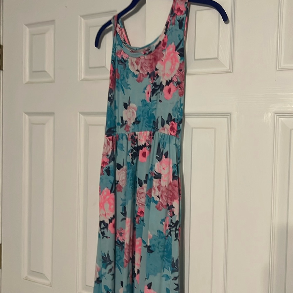 Pink & Turquoise Floral Maxi Dress
